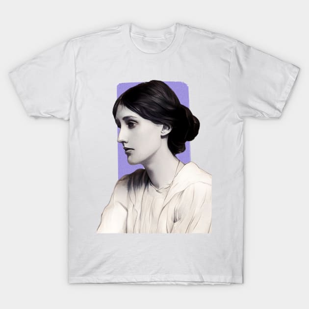 English Novelist Virginia Woolf illustration T-Shirt by Litstoy 